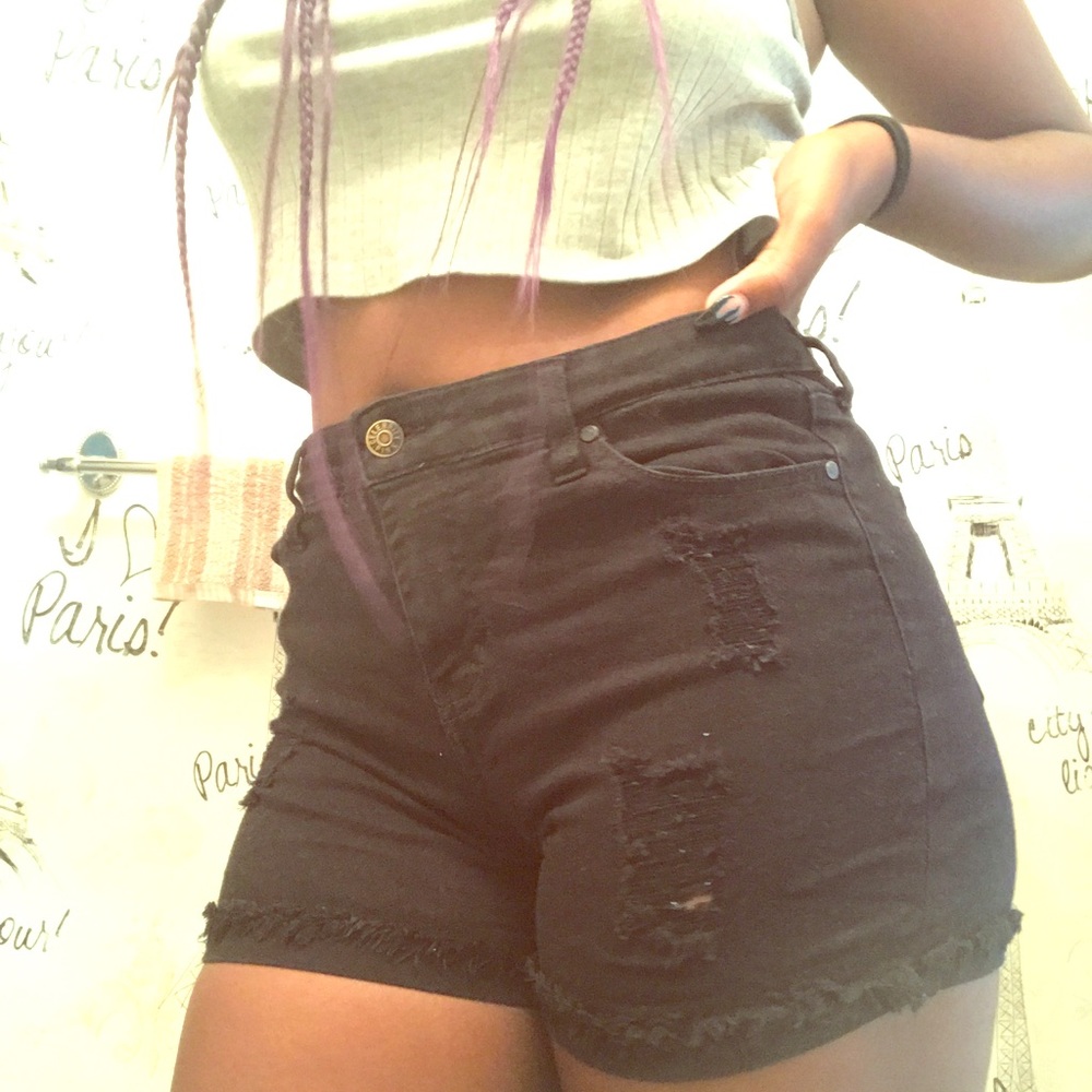 Black Ripped Shorts